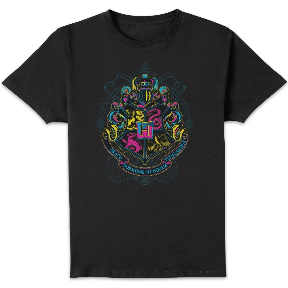 Harry Potter Hogwarts Neon Crest Men's T-Shirt - Black - S Image 1