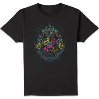 Harry Potter Hogwarts Neon Crest Men's T-Shirt - Black