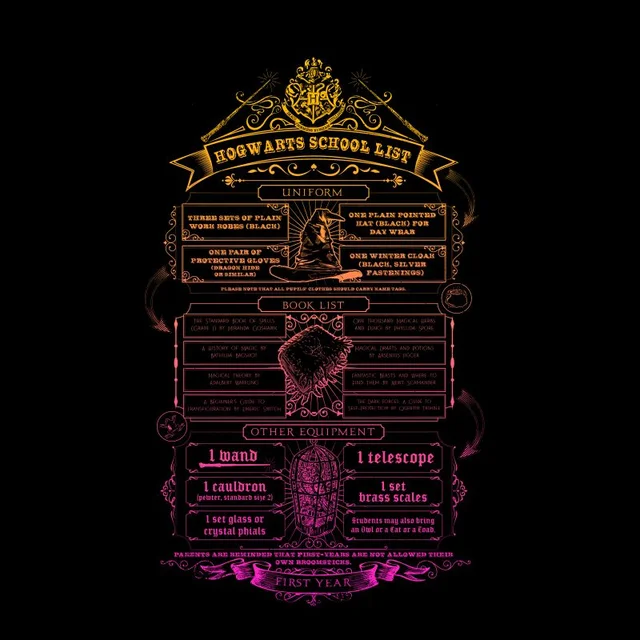 Harry Potter School List Men's T-Shirt - Black