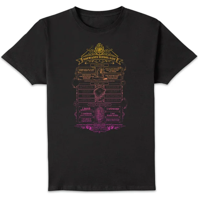 Harry Potter School List Men's T-Shirt - Black