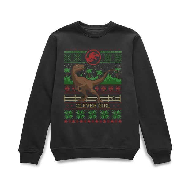 Jurassic Park Clever Girl Christmas Jumper - Black