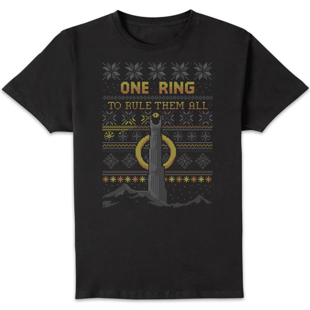 The Lord Of The Rings One Ring Men's Christmas T-Shirt in Black - S Image 1
