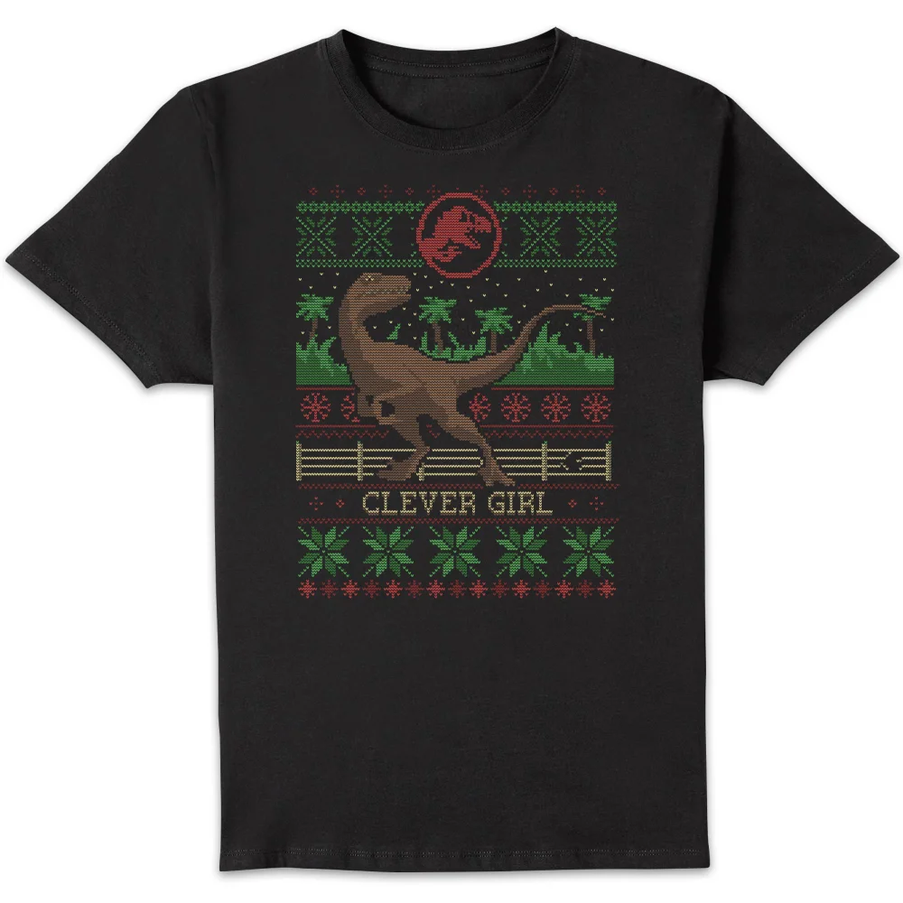Jurassic Park Clever Girl Men's Christmas T-Shirt - Black - S Image 1