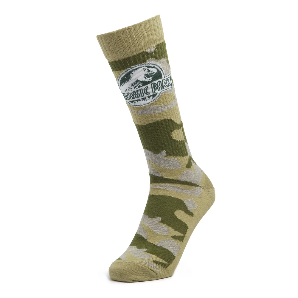 Men's Jurassic Park Camo Sports Socks - Khaki - UK 4-7.5 Image 1