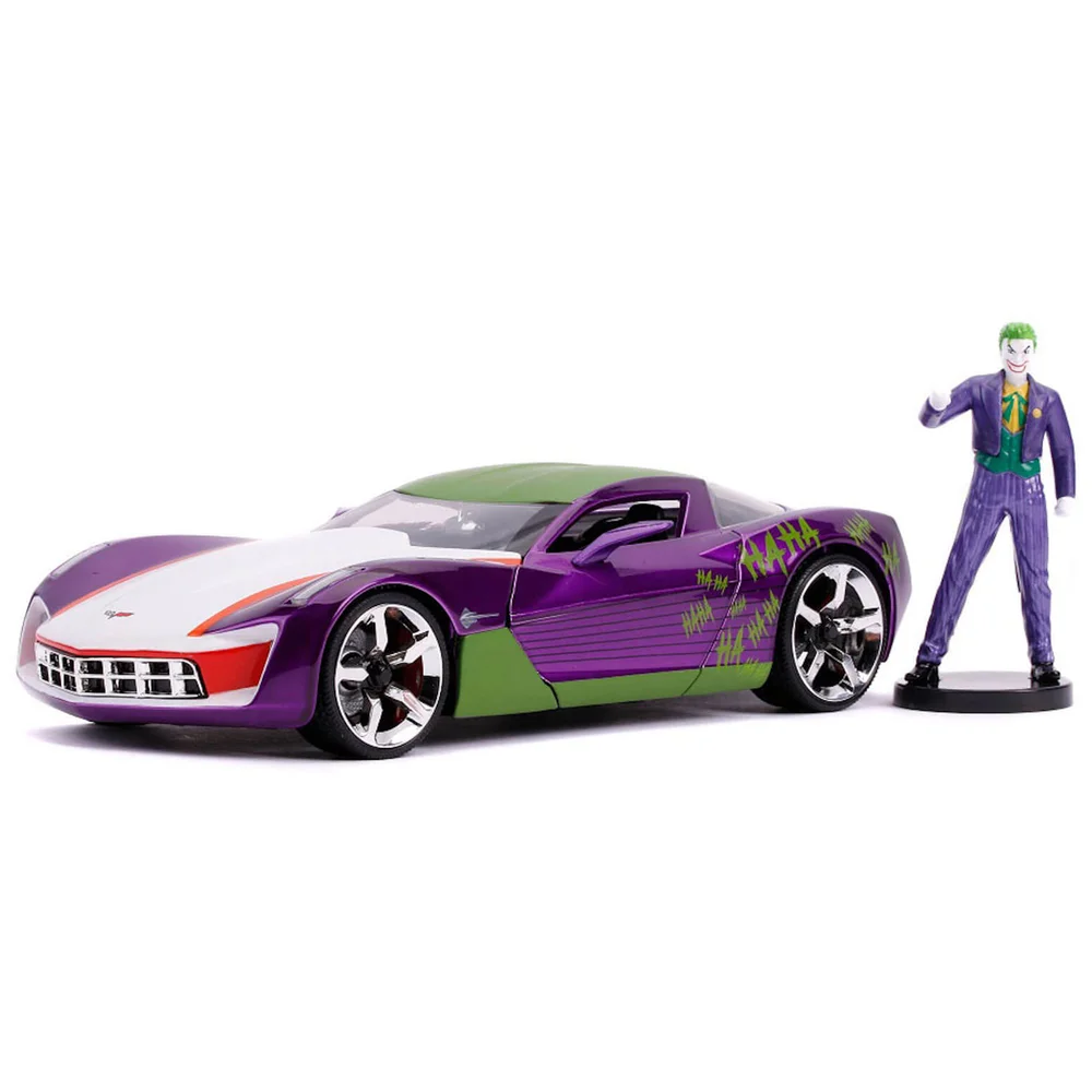 Jada Diecast 1:24 2009 Corvette Stingray Concept with Joker Figure Image 1