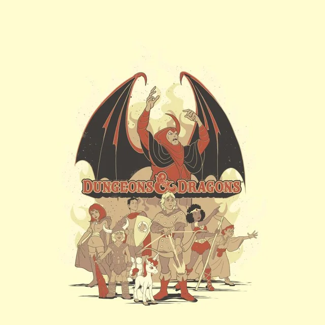 Dungeons & Dragons D&D Cartoon The Party Unisex T-Shirt - White Vintage Wash