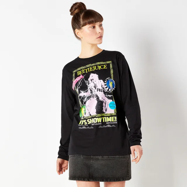 Beetlejuice Retro Cover Unisex Long Sleeved T-Shirt - Black