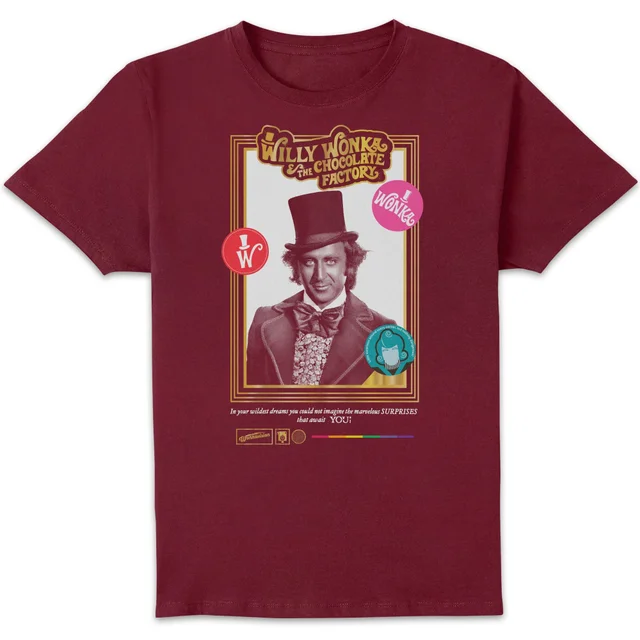 Willy Wonka & The Chocolate Factory Retro Cover Unisex T-Shirt - Burgundy