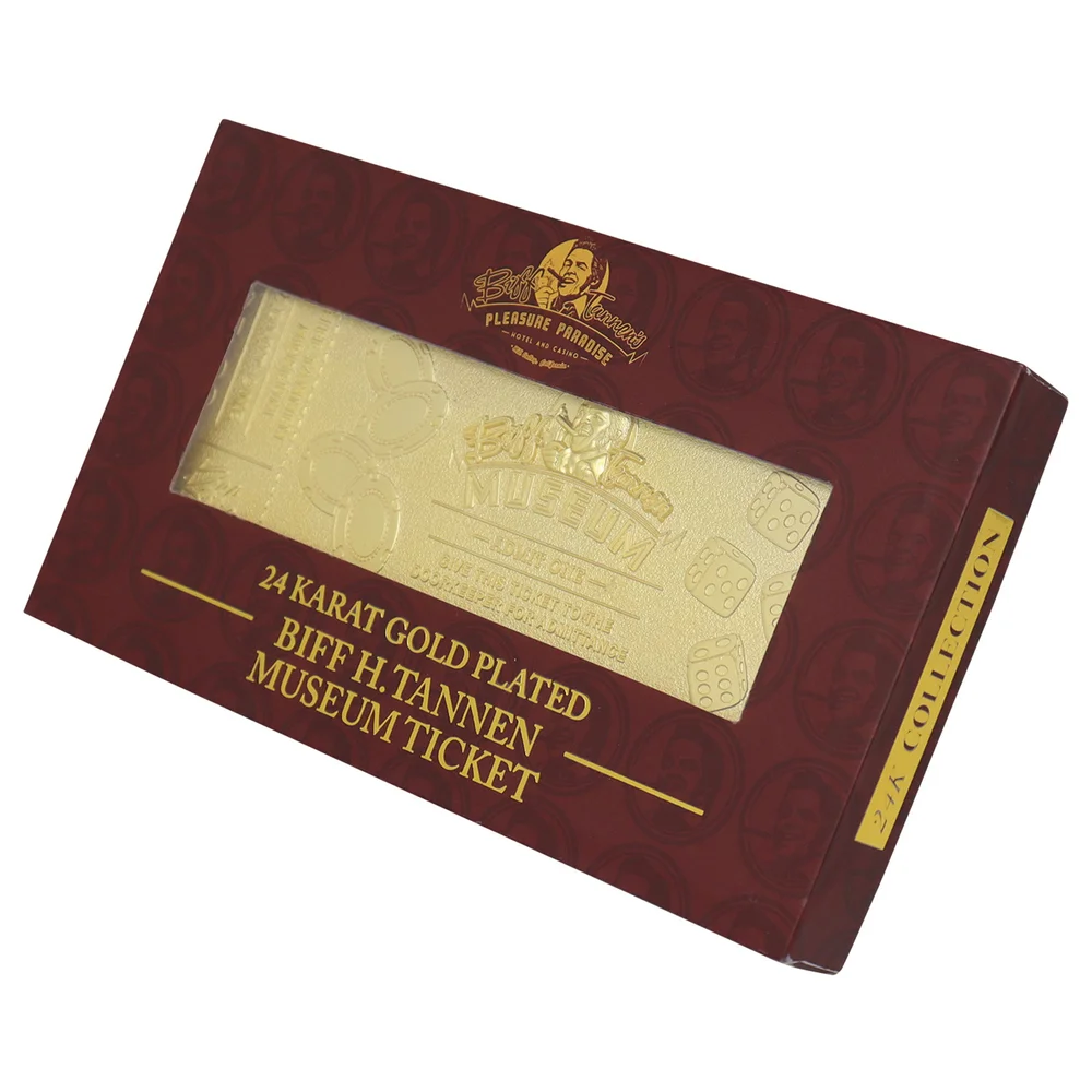 Back to the Future 24k Gold Plated Biff Tannen Museum Entrance Ticket Replica Image 1