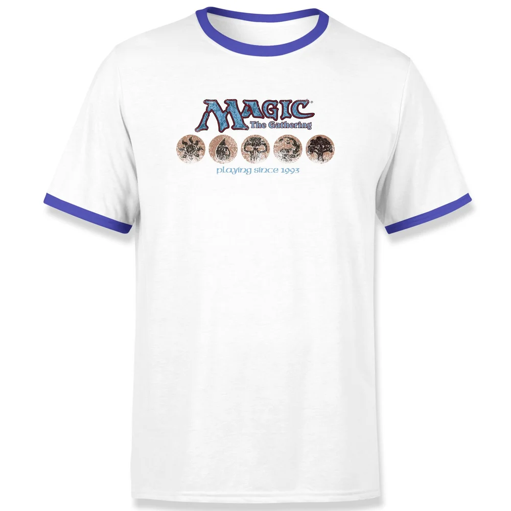 Magic: the Gathering Playing Since 1993 Unisex Ringer T-Shirt - White / Blue - S Image 1