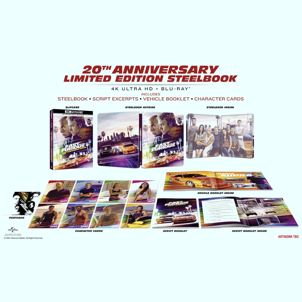 The Fast & The Furious: 4K Ultra HD Zavvi Exclusive 20th Anniversary Limited Collector's Edition Steelbook (Includes Blu-ray) Image 1