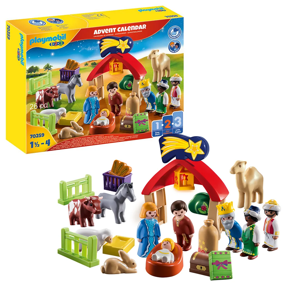 Playmobil 1.2.3 Advent Calendar - Christmas Manger For 18+ Months (70259) Image 1
