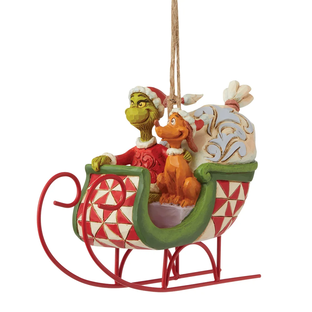 The Grinch By Jim Shore Grinch & Max In Sleigh Hanging Ornament Image 1