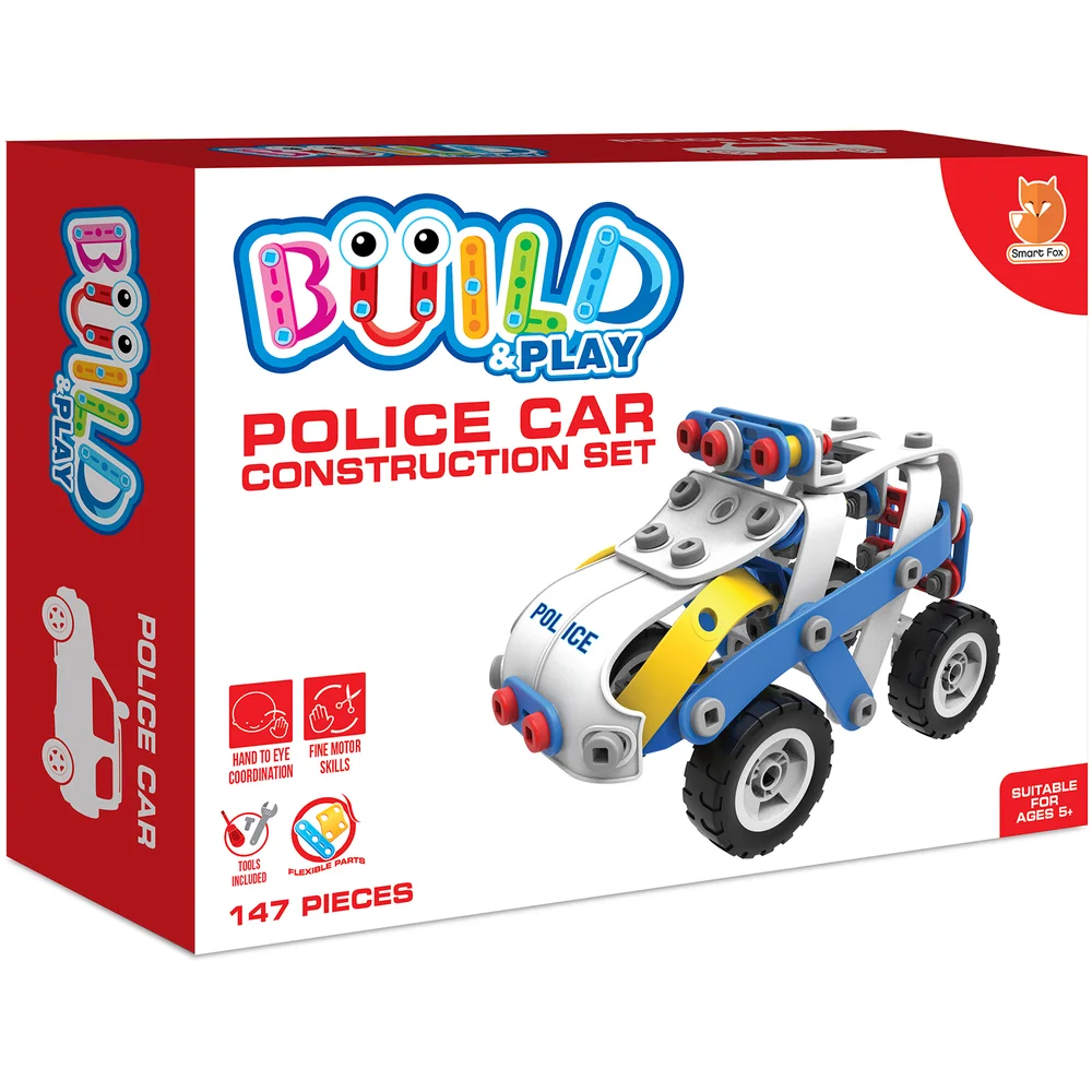 Build & Play Kids Police Car Construction Set Toy Image 1