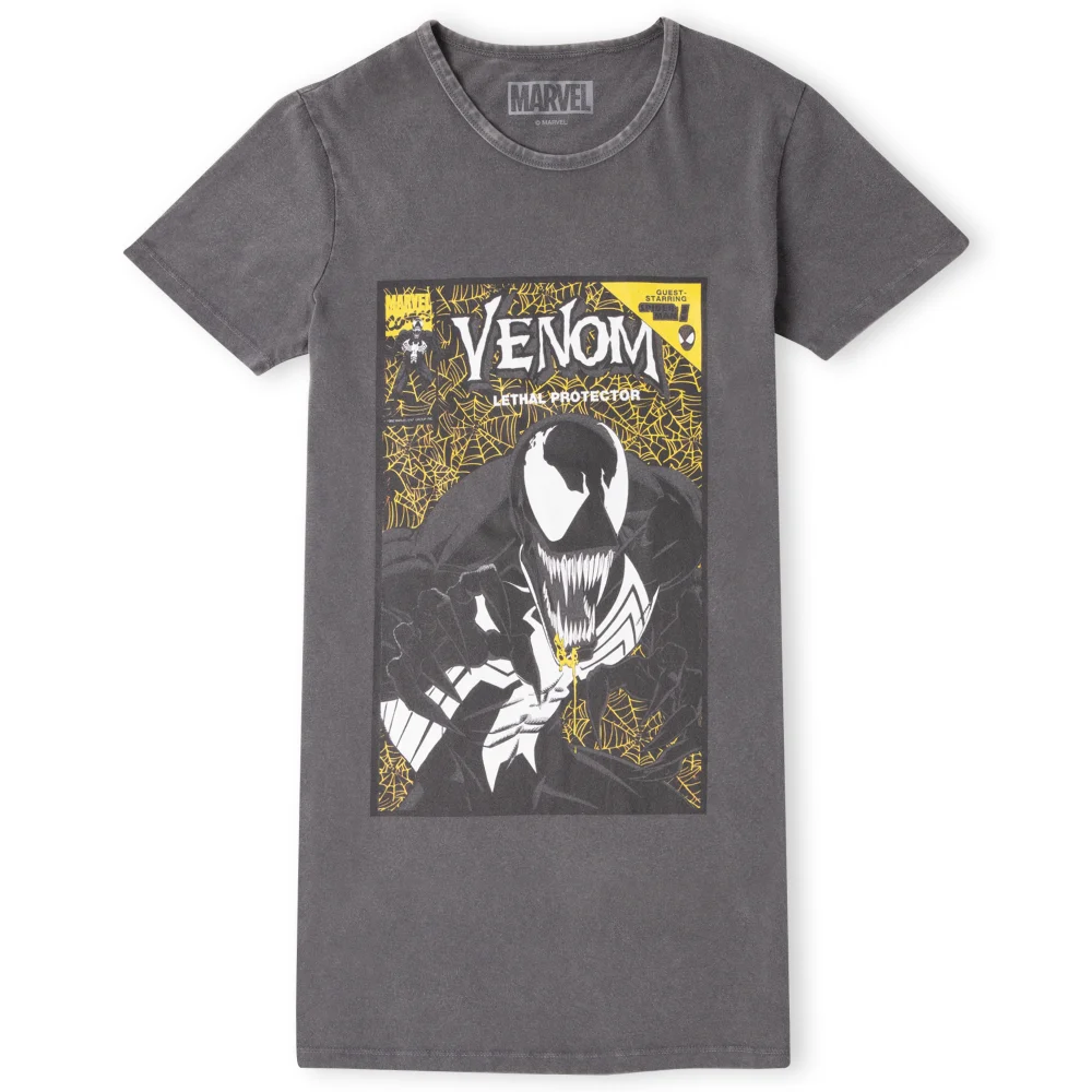Venom Comic Women's T-Shirt Dress - Black Acid Wash - M Image 1