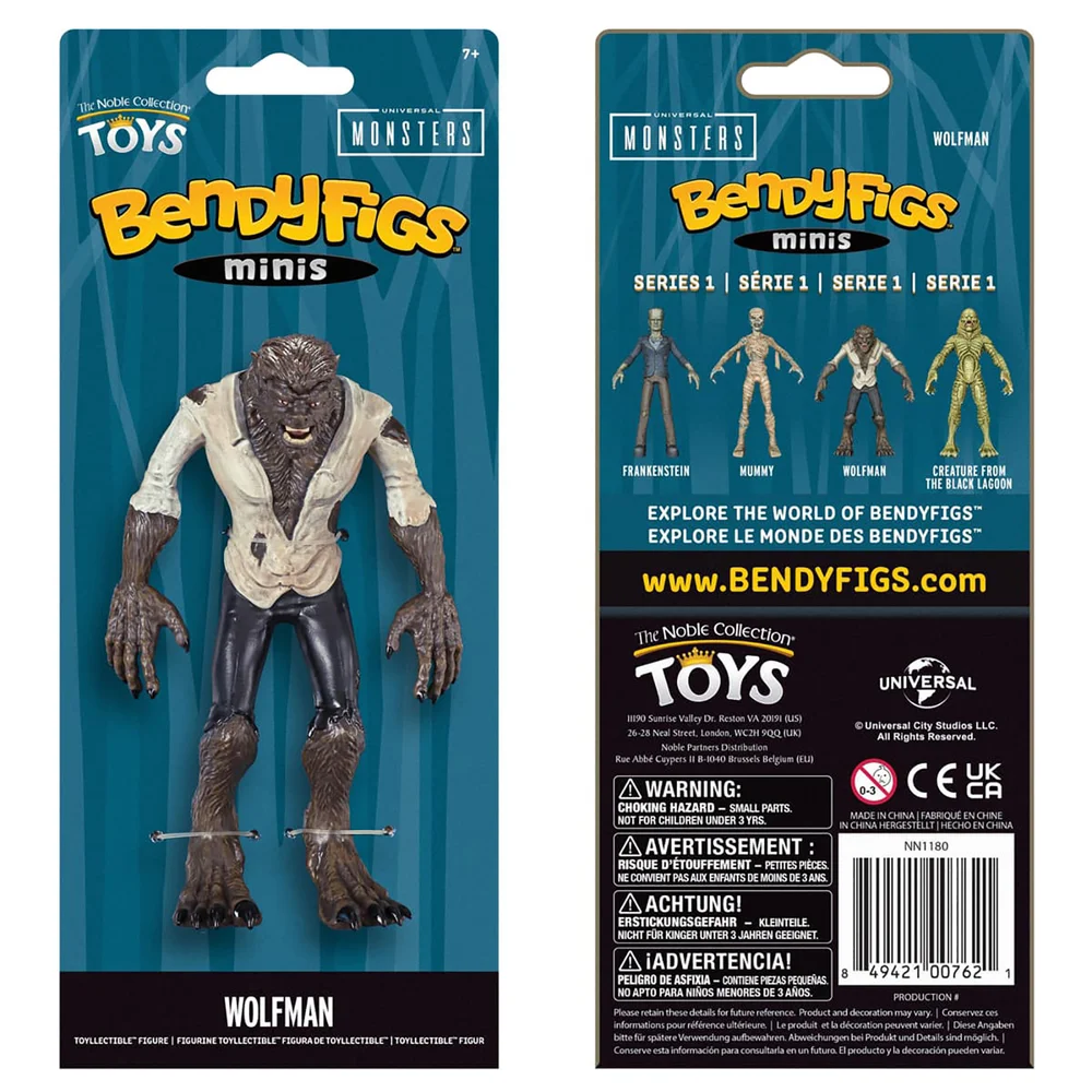 Noble Collection Universal Monsters Wolfman Mini Bendyfig 5.5 Inches Image 1