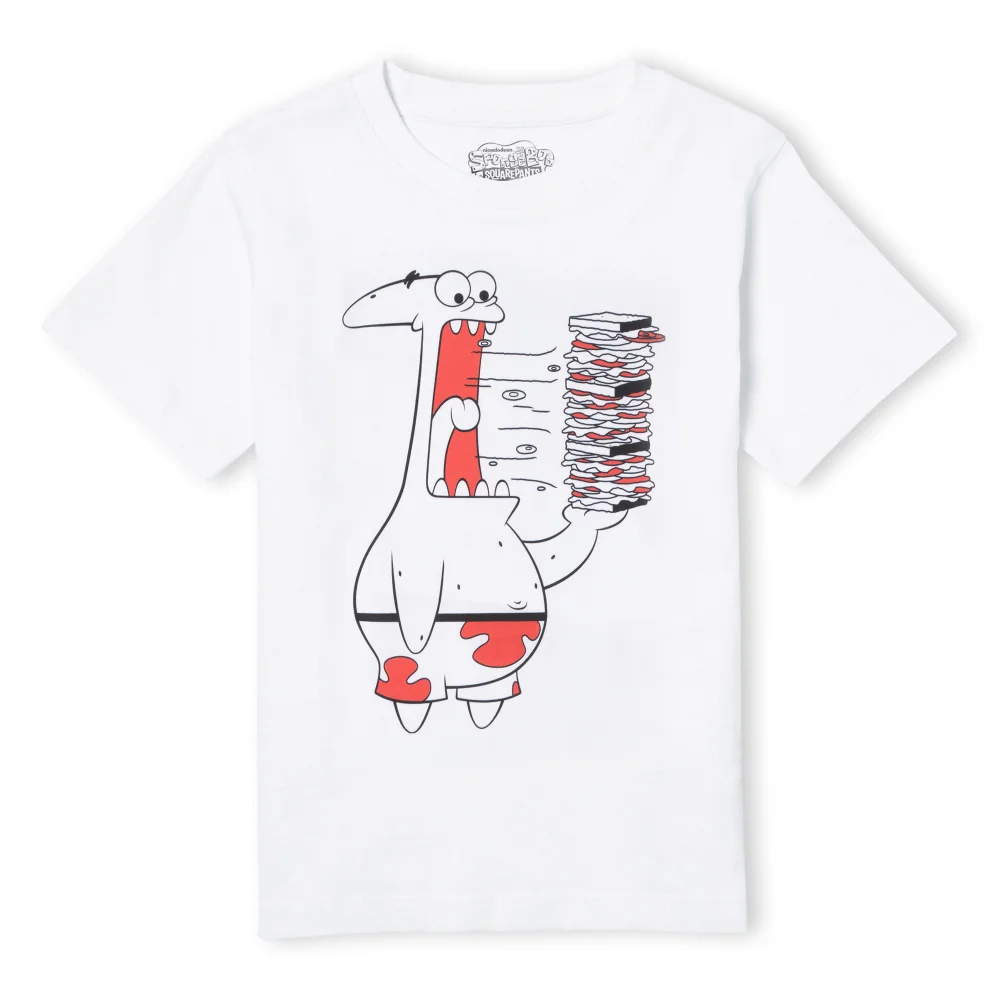 Spongebob Squarepants Patrick Munching Krabby Patties Kids' T-Shirt - White - 3-4 Years Image 1