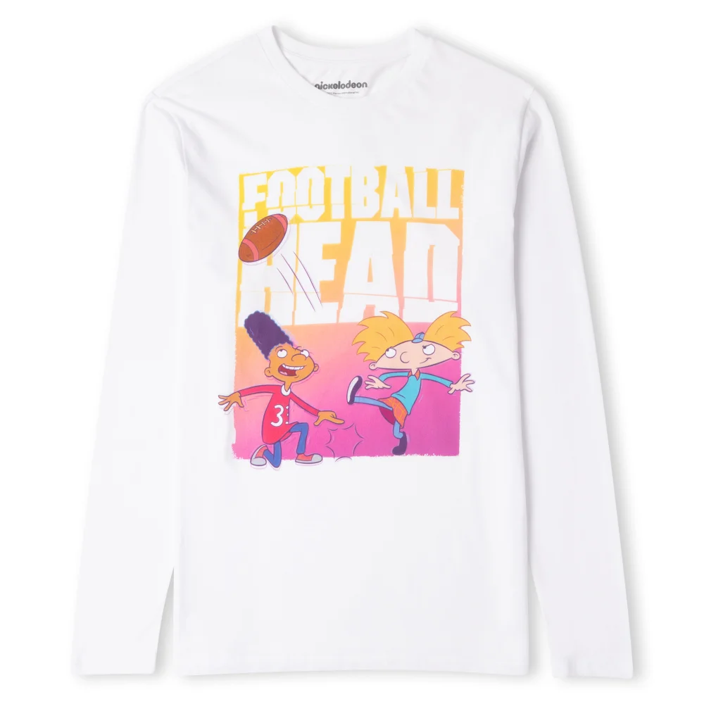 Nickelodeon Hey Arnold Football Head Men's Long Sleeve T-Shirt - White - S Image 1