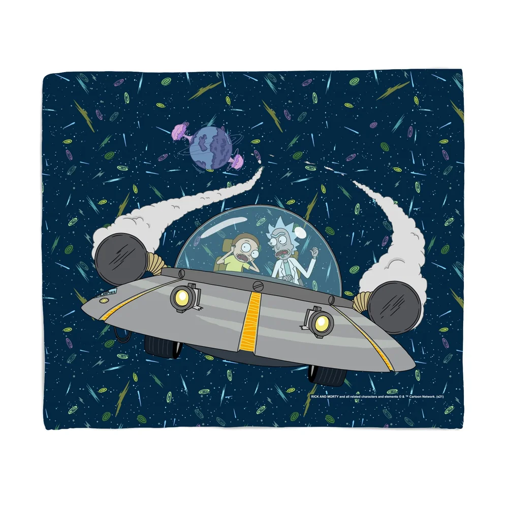 Rick and Morty Flying Space Adventure Fleece Blanket - M Image 1