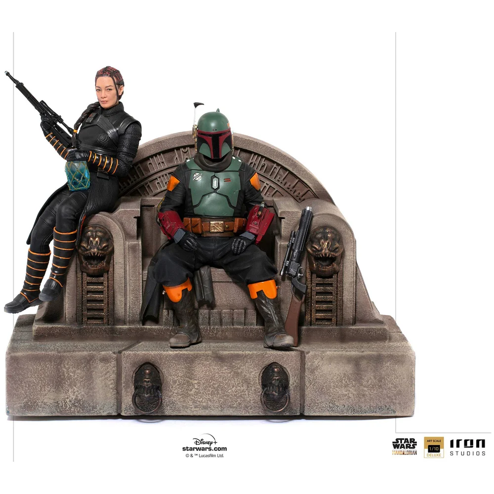 Iron Studios Star Wars The Mandalorian Deluxe Art Scale Statue 1/10 Boba Fett & Fennec on Throne 23 cm Image 1