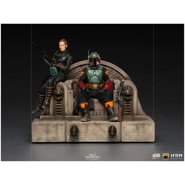 Iron Studios Star Wars The Mandalorian Deluxe Art Scale Statue 1/10 Boba Fett & Fennec on Throne 23 cm