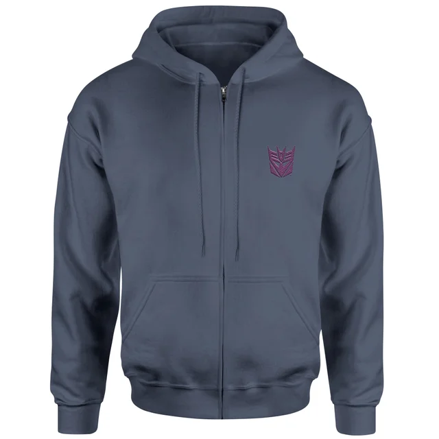 Transformers Decepticon Embroidered Unisex Zipped Hoodie - Navy