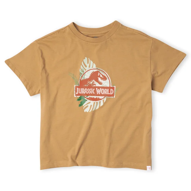 Jurassic World Large Logo Women's Cropped T-Shirt - Tan