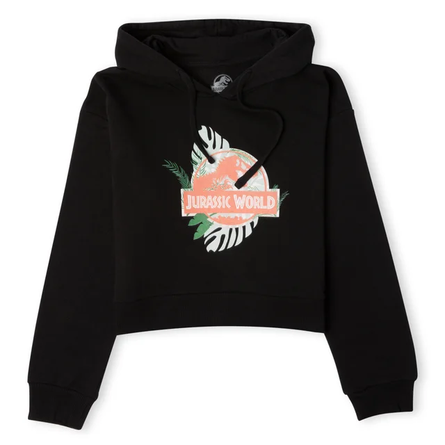Jurassic World Large Logo Women's Cropped Hoodie - Black