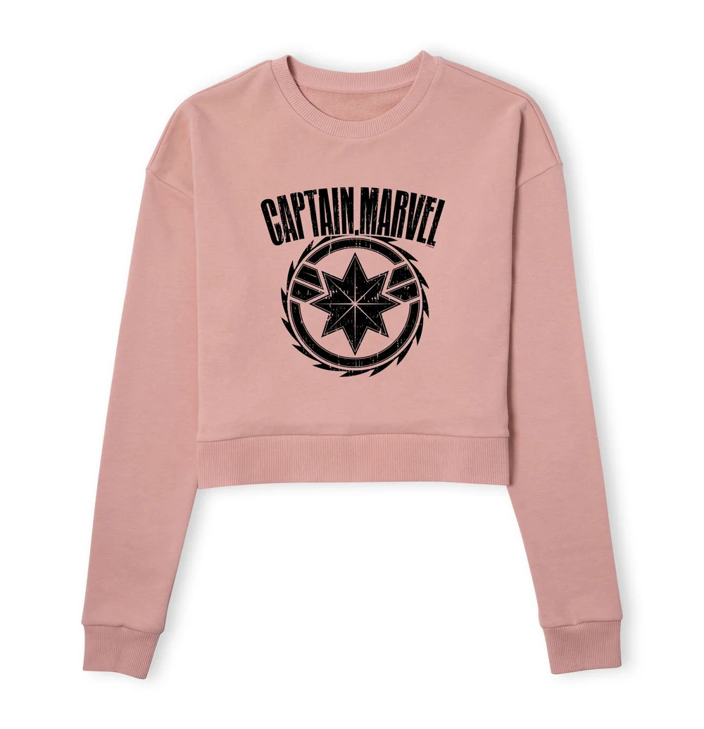 Captain Marvel Logo Women's Cropped Sweatshirt - Dusty Pink - XS Image 1