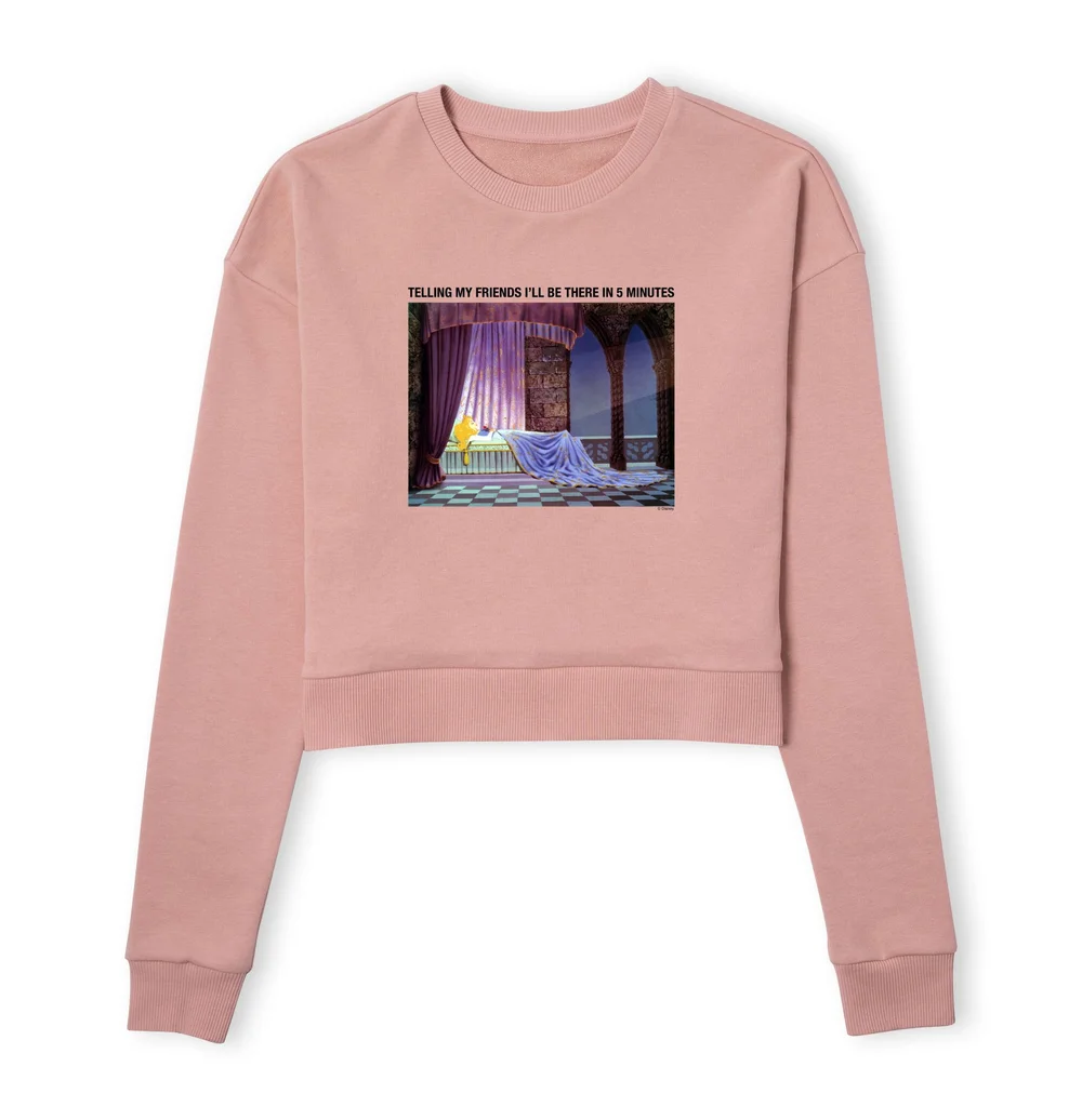 Disney Sleeping Beauty I'll Be There In Five Women's Cropped Sweatshirt - Dusty Pink - XS Image 1