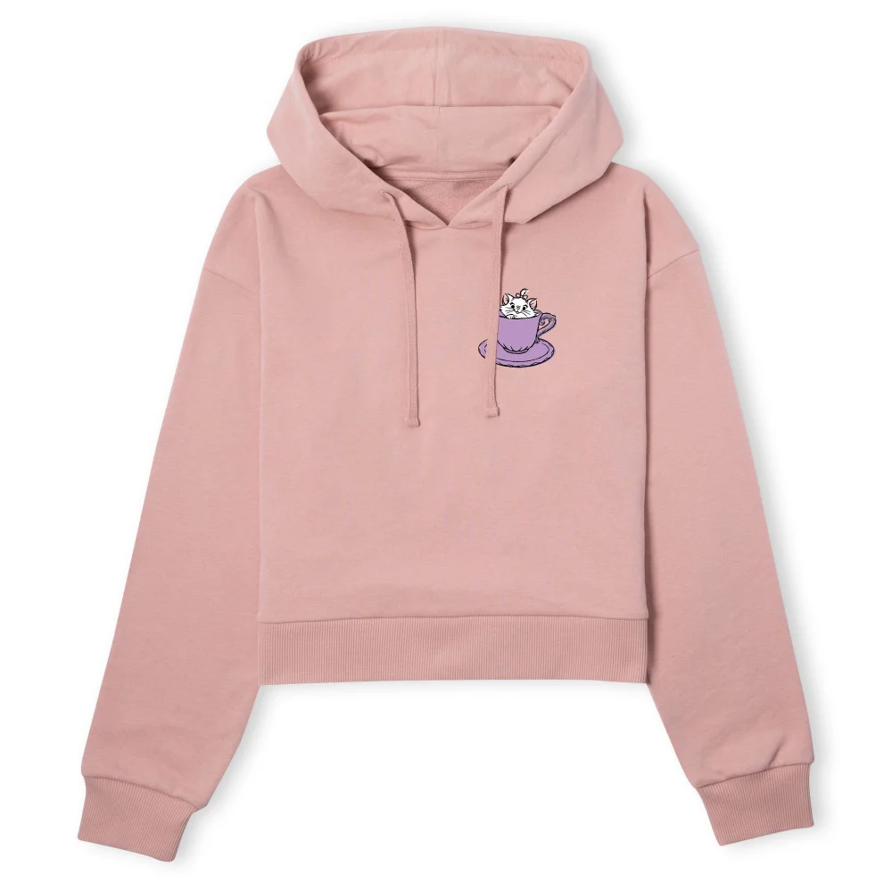 Disney Aristocats Marie Teacup Women's Cropped Hoodie - Dusty Pink - S Image 1