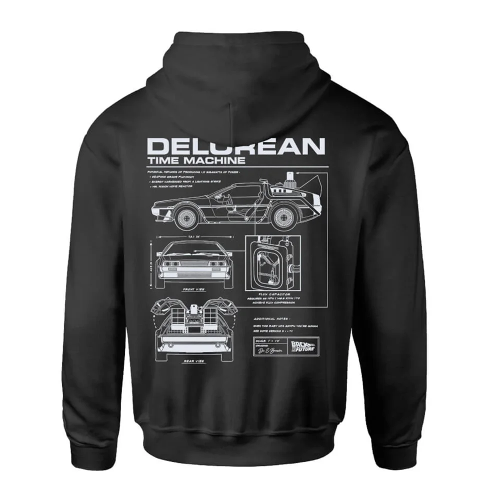 Back To The Future Delorean Schematic Kids' Zipped Hoodie - Black - 7-8 Years Image 1