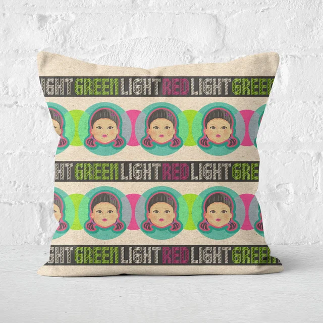 Squid Game Doll Glitch Square Cushion