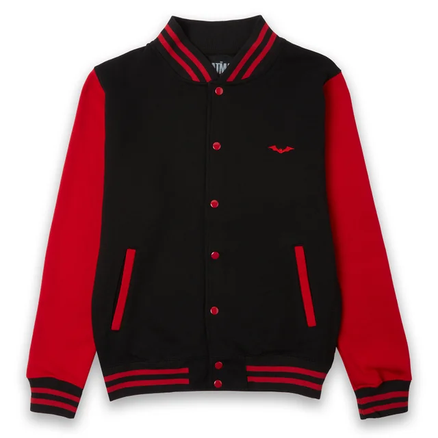 The Batman The Bat Embroidered Varsity Jacket - Black/Red