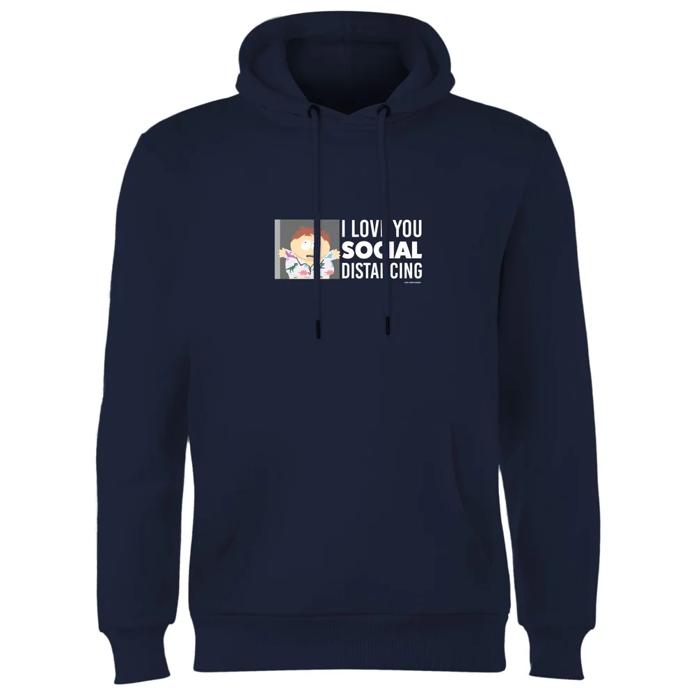 South Park Cartman I Love You Social Distancing Hoodie - Navy - S Image 1