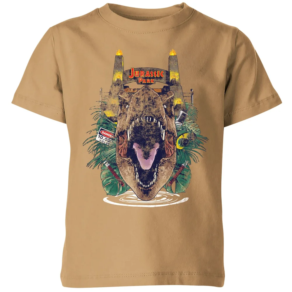Jurassic Park T-Rex Break Out Kids' T-Shirt - Tan - 3-4 Years Image 1