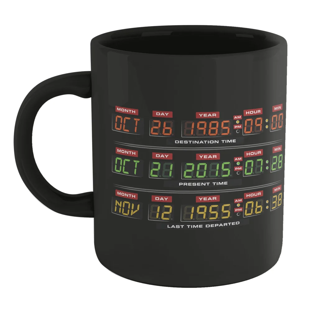 Back To The Future Destination Clock Mug - Black Image 1