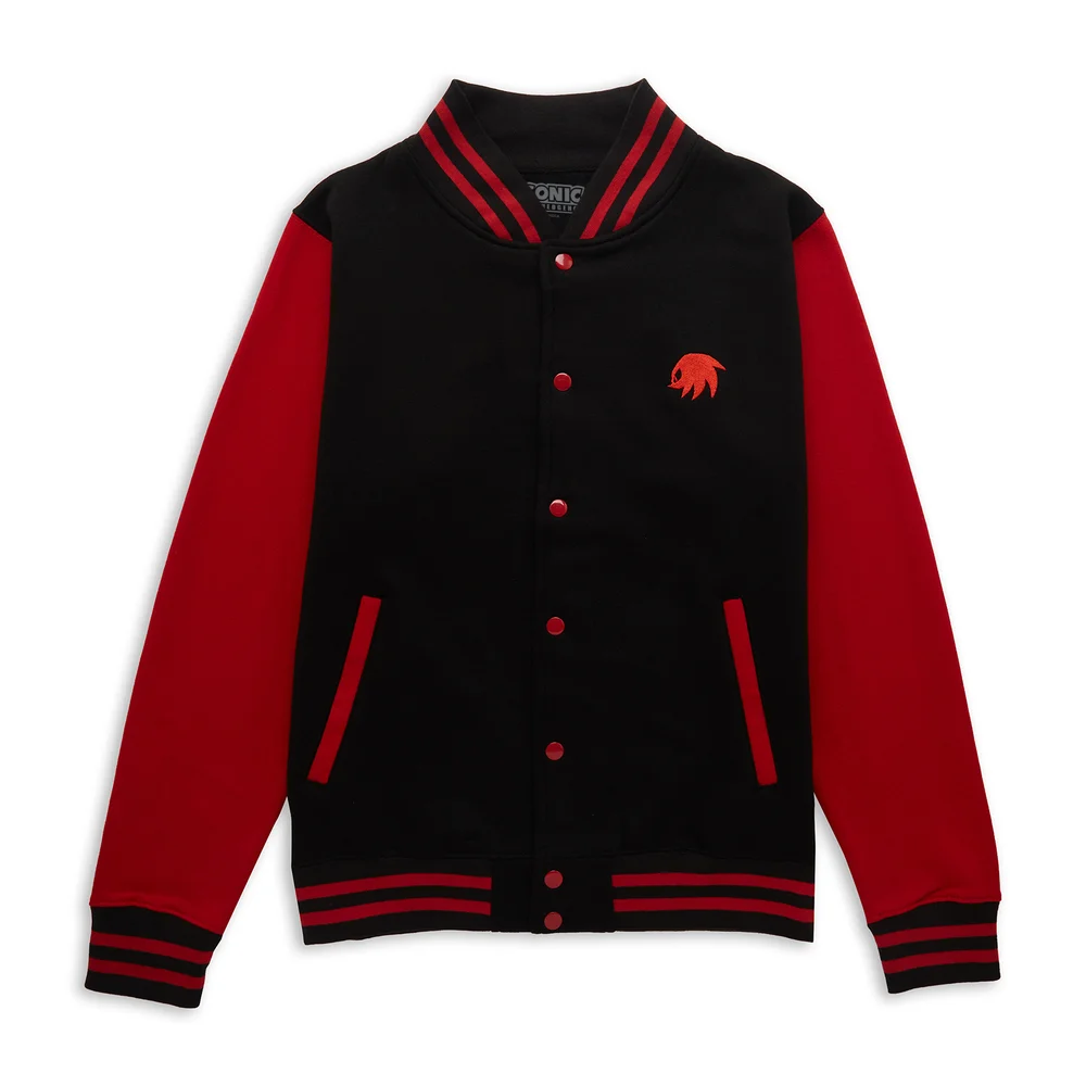 Sonic The Hedgehog Knuckles The Echidna Embroidered Varsity Jacket - Black/Red - S Image 1