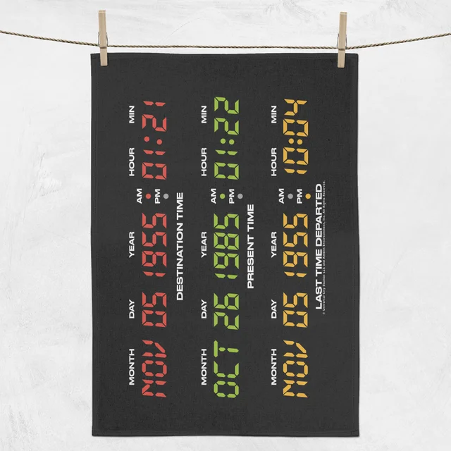 Back To The Future Destination Clock Tea Towel