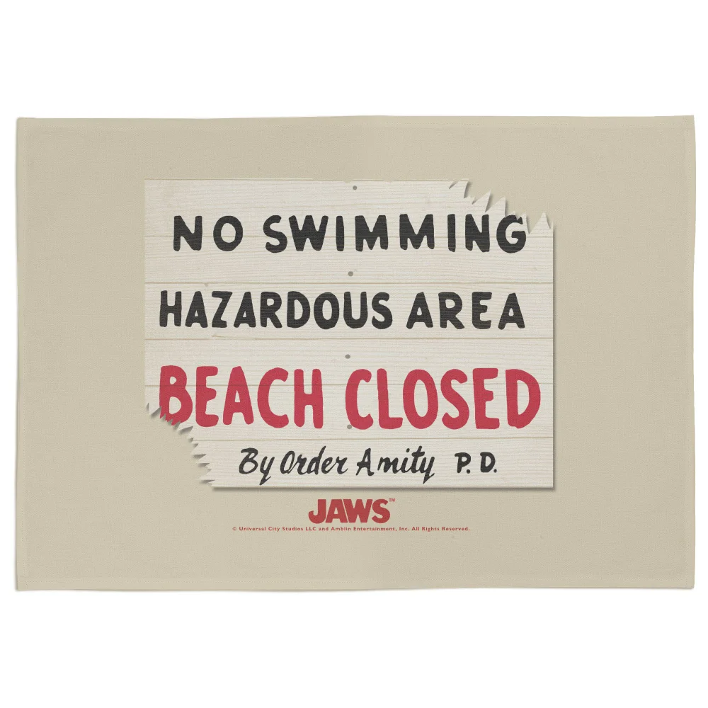 Jaws Beach Closed Tea Towel Image 1