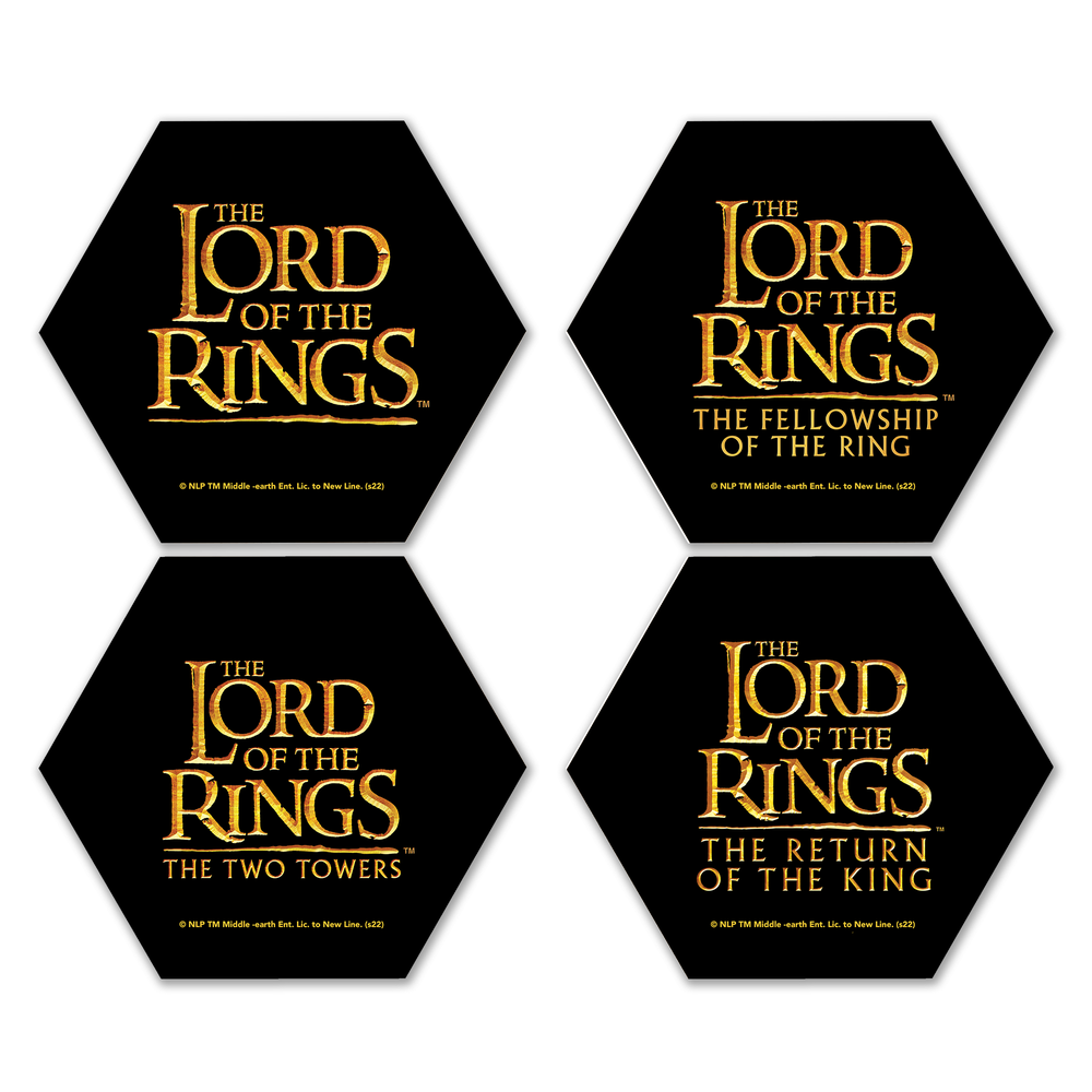 Lord Of The Rings LOTR Logos Hexagonal Coaster Set Image 1