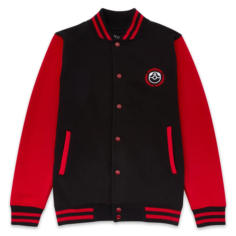 Pokémon Kanto Legendary Embroidered Unisex Varsity Jacket - Black - S Image 1