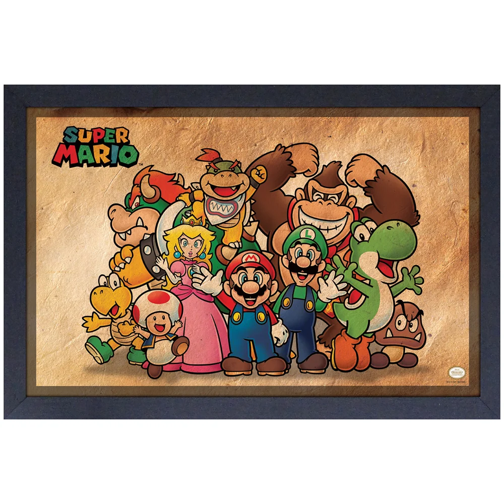 Super Mario Bros. Old Paper Framed Art Print Image 1
