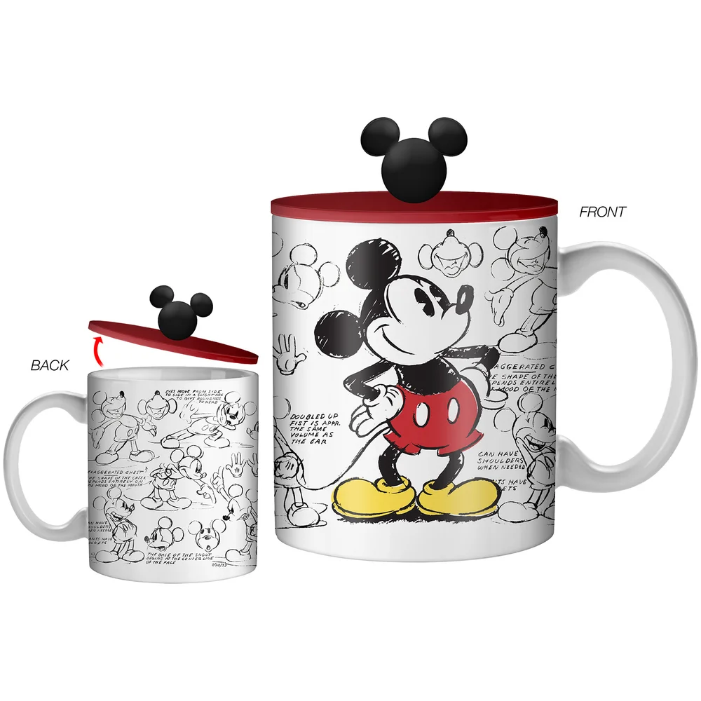 Disney Mickey Heritage Sketch Ceramic Mug with Sculpted Lid Image 1