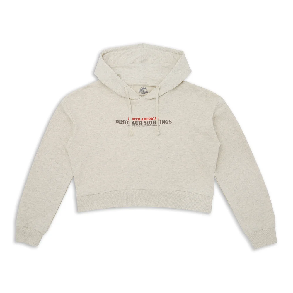 Jurassic World Dinosaur Sightings Women's Cropped Hoodie - Ecru Marl - L Image 1