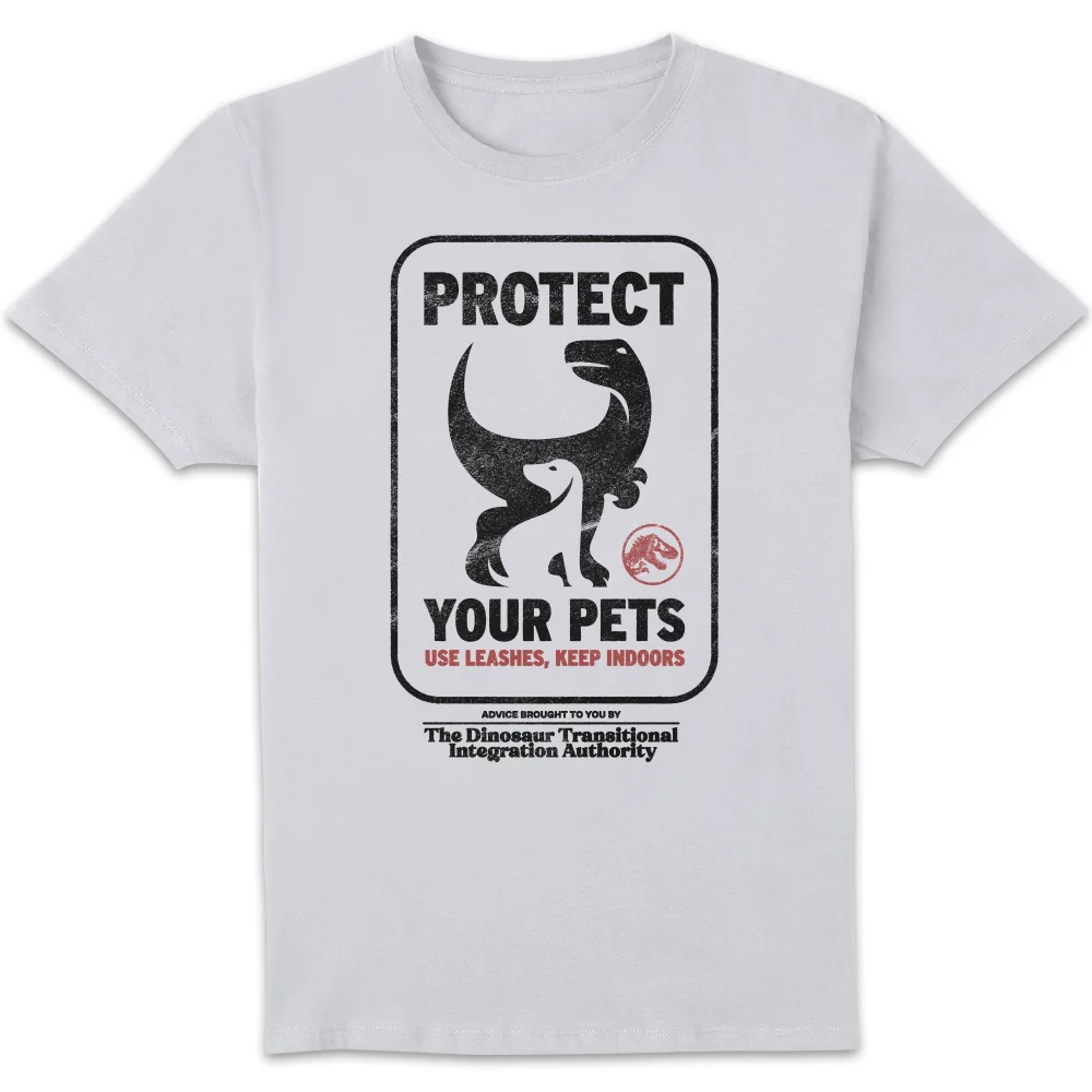 Jurassic World Protect Your Pets Men's T-Shirt - White - S Image 1