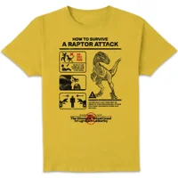 Jurassic World Raptor Attack Survival Guide Unisex T-Shirt - Yellow - undefined undefined