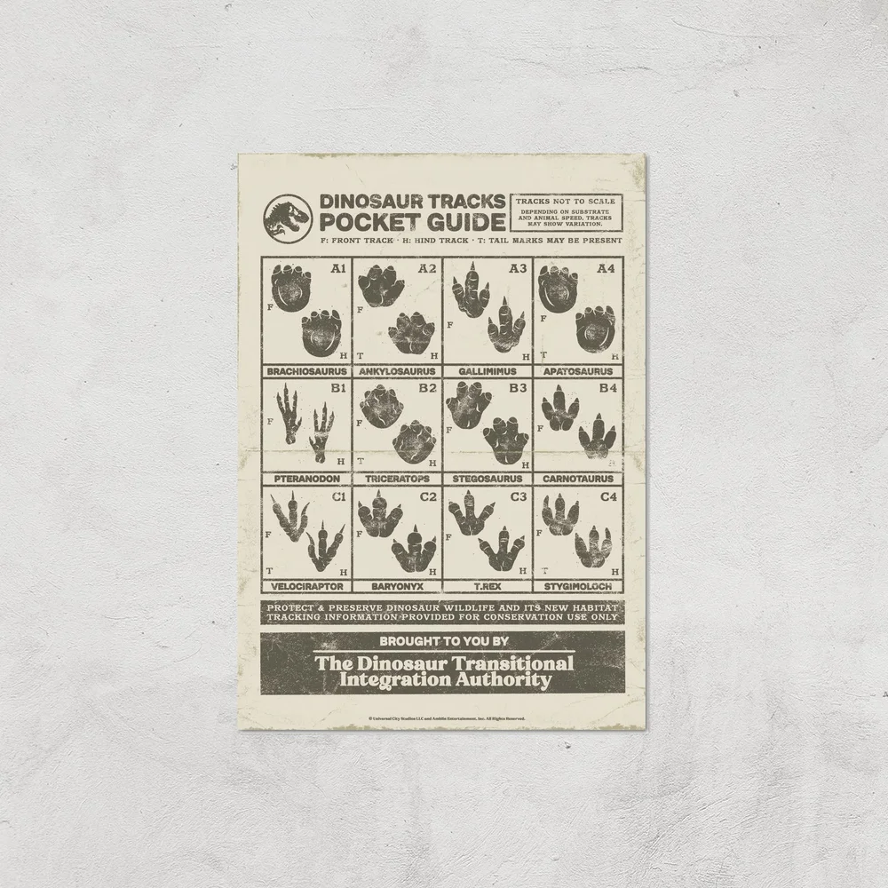 Jurassic World Dino Tracks Pocket Guide Giclee Art Print - A4 - Print Only Image 1