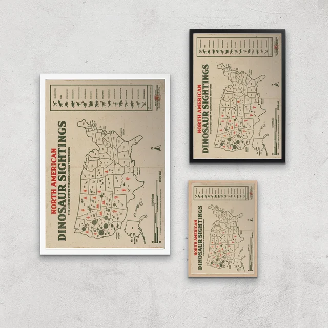 Jurassic World Dinosaur Sightings Map Giclee Art Print