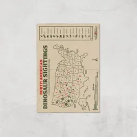 Jurassic World Dinosaur Sightings Map Giclee Art Print